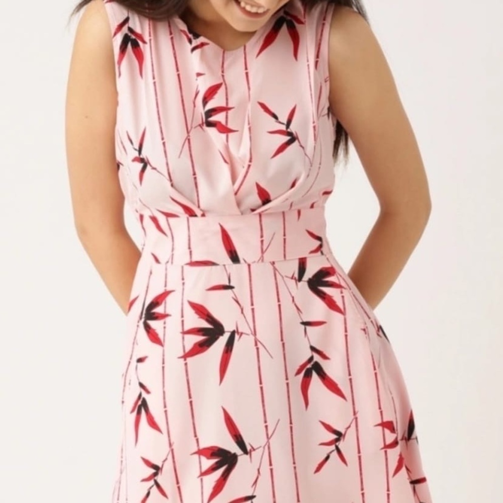 Pink and Red Sleeveless Buttoned Sundress